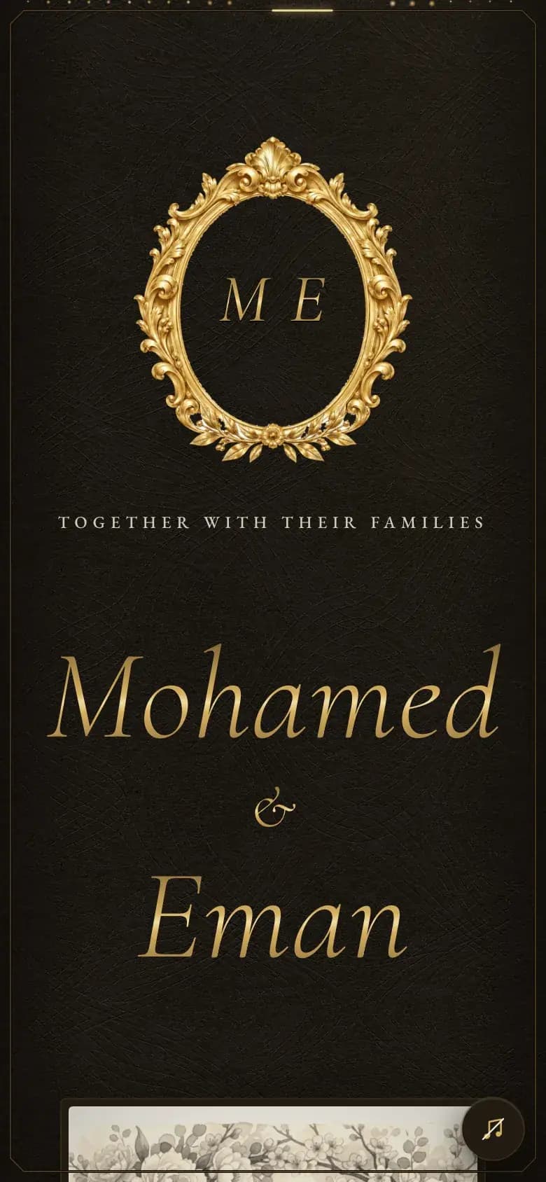 Gilded Noir, the invitation as it appears on a phone